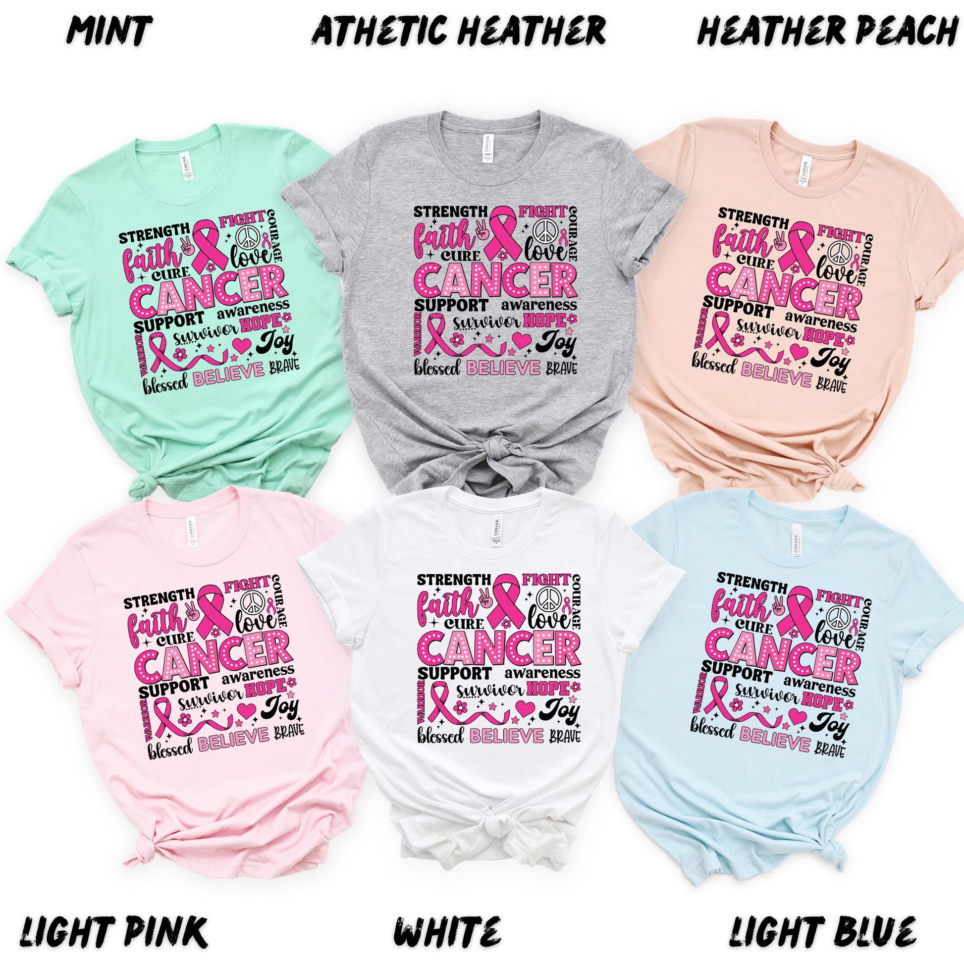 Breast Cancer Awareness T-Shirt – Pink Ribbon Faith Hope Love Graphic Tee, Cancer Survivor Shirt - Cancer Support Tee