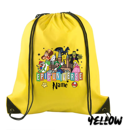 Personalized Epic Universe Drawstring Backpack – Custom Universal Trip Backpack - Custom Universal Bag - Universal Trip Souvenir