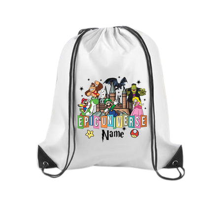 Personalized Epic Universe Drawstring Backpack – Custom Souvenir Bag 2026