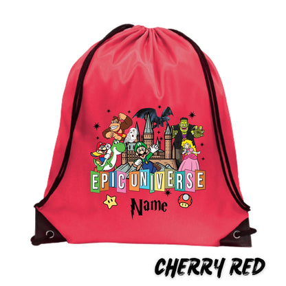 Personalized Epic Universe Drawstring Backpack – Custom Universal Trip Backpack - Custom Universal Bag - Universal Trip Souvenir