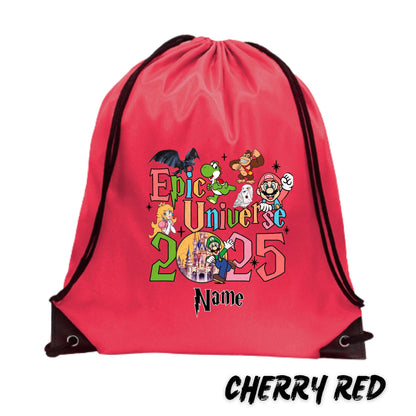 Custom Epic Universe Drawstring Backpack – Personalized Universal Trip Backpack - Universal Studios Trip Backpack - Universal Trip Souvenir
