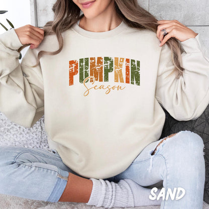Pumpkin Season Sweatshirt – Unisex Fall Pullover for Adults & Kids – Cozy Autumn Sweater – Thanksgiving Shirt – Distressed Fall Outfit