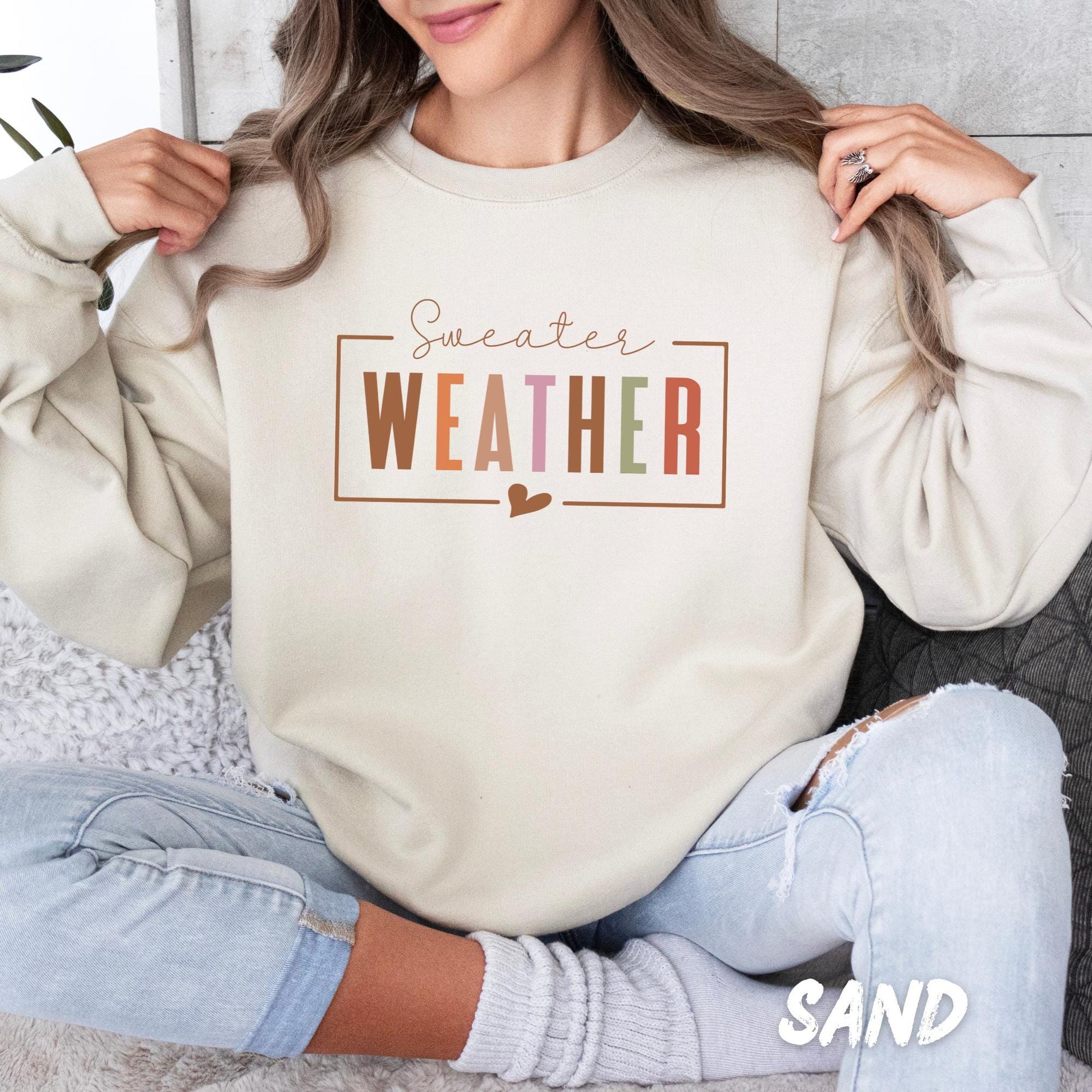 Sweater Weather Sweatshirt – Unisex Fall Pullover for Adults & Kids – Cozy Autumn Sweater – Cute Thanksgiving Outfit