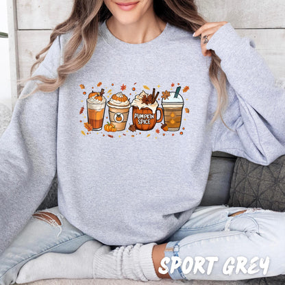 Pumpkin Spice Coffee Sweatshirt – Fall Coffee Lover Shirt – Unisex Autumn Pullover for Adults & Kids – Cute Latte Lover Sweater – Fall Shirt