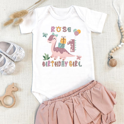 Custom Dinosaur Birthday Shirt – Personalized Name & Age Birthday Girl Tee – Matching Family Birthday Shirts – Cute Dino Party Shirt