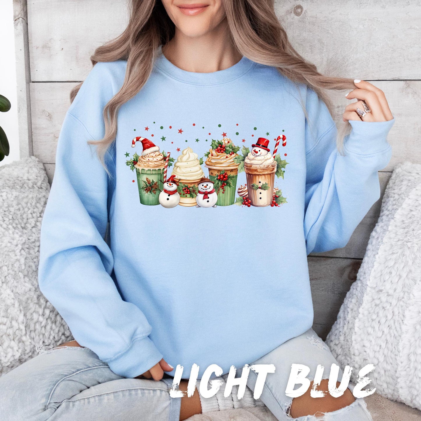 Christmas Coffee Sweatshirt – Holiday Latte Lover Shirt – Cute Snowman Cocoa Sweater – Unisex Cozy Xmas Pullover – Winter Coffee Gift