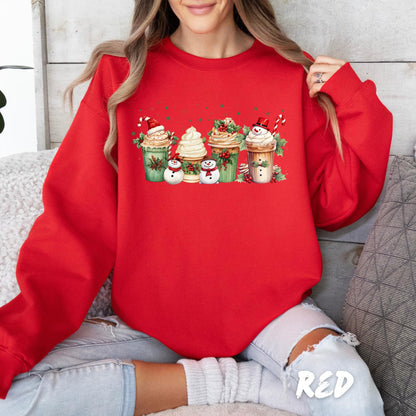 Christmas Coffee Sweatshirt – Holiday Latte Lover Shirt – Cute Snowman Cocoa Sweater – Unisex Cozy Xmas Pullover – Winter Coffee Gift