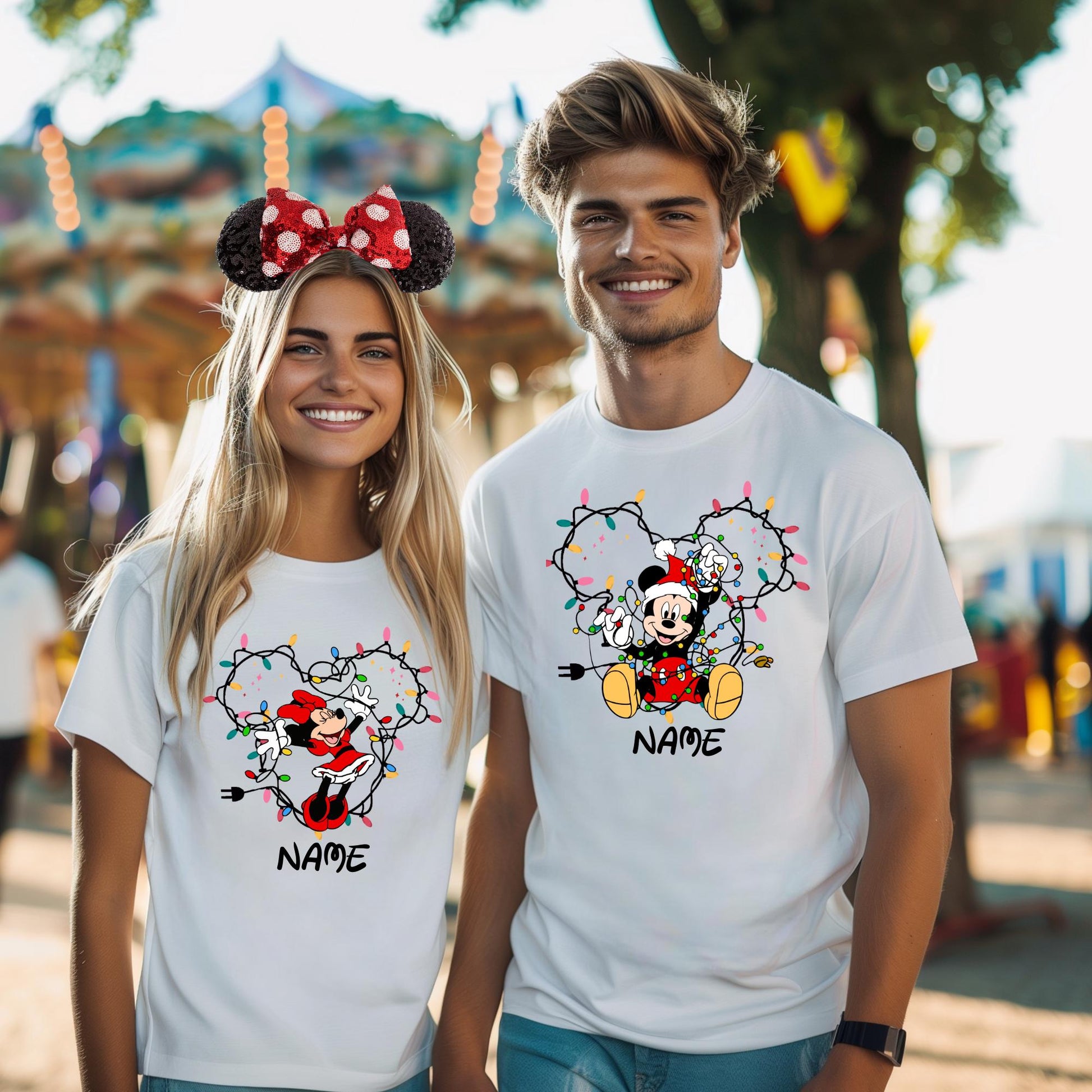 Custom Disney Christmas Lights Shirt – Mickey & Friends Holiday Tee – Disney Family Christmas Trip Shirts - Mickey Ears Christmas Tee