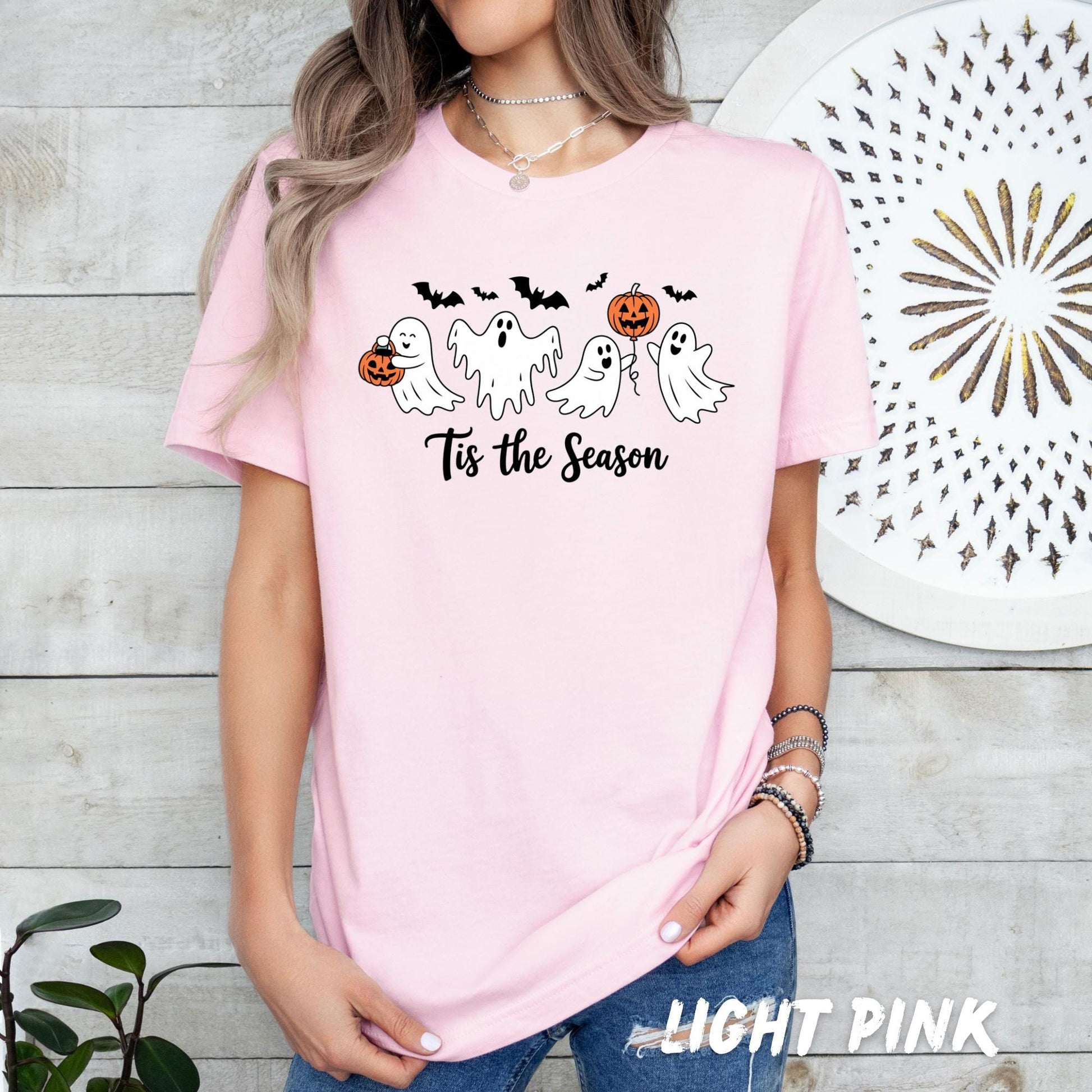 Cute Ghosts Halloween Shirt – “Tis the Season” Graphic Tee – Spooky Season Fall Pumpkin Ghost Shirt - Halloween Shirt - Skeleton Gift