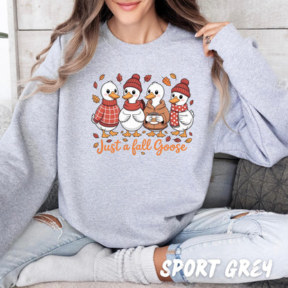 Just a Fall Goose Sweatshirt | Cute Fall Goose Crewneck | Autumn Duck Sweater | Cozy Thanksgiving Pullover | Fall Animal Lover Gift