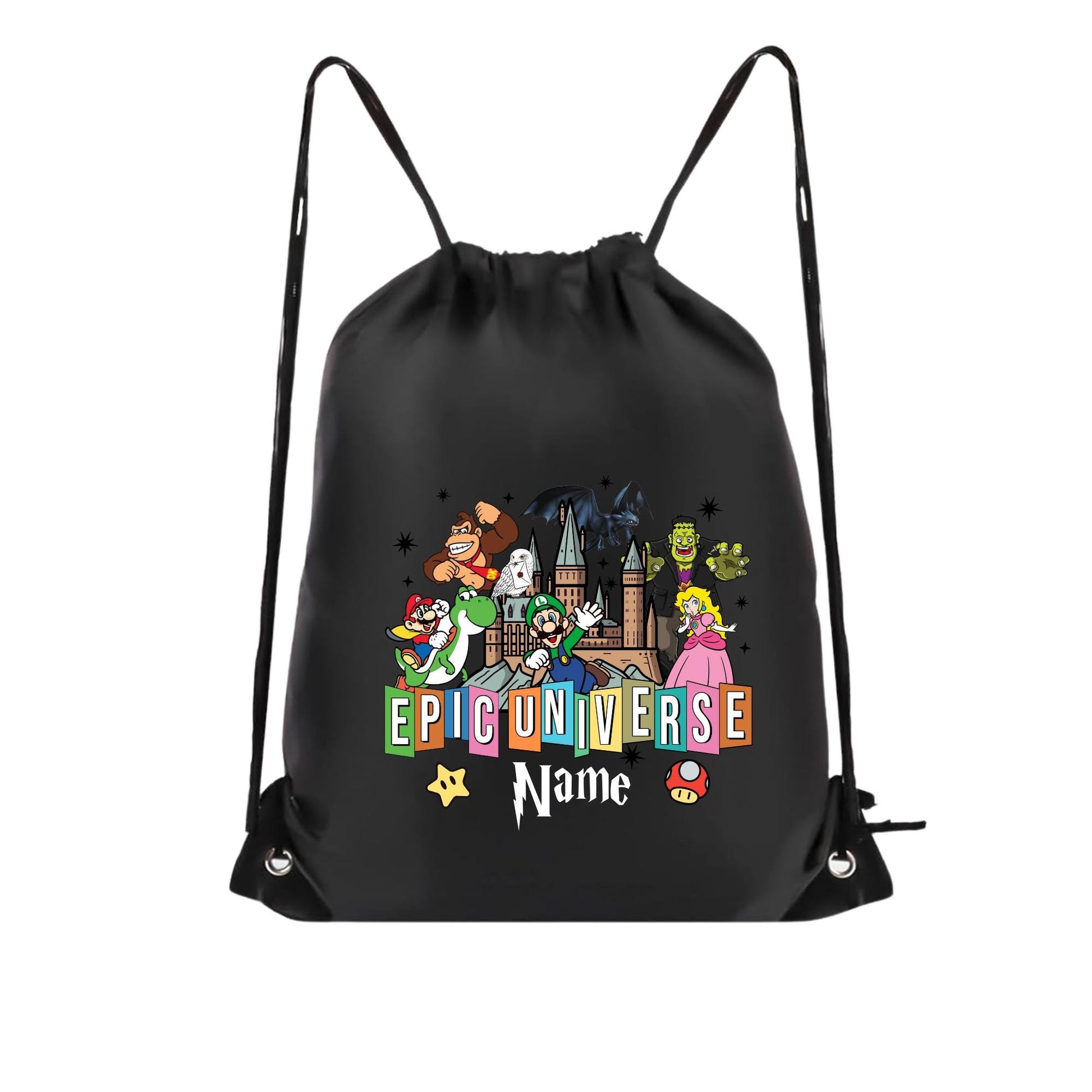 Personalized Epic Universe Drawstring Backpack – Custom Universal Trip Backpack - Custom Universal Bag - Universal Trip Souvenir