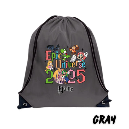 Custom Epic Universe Drawstring Backpack – Personalized Universal Trip Backpack - Universal Studios Trip Backpack - Universal Trip Souvenir