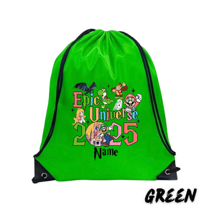 Custom Epic Universe Drawstring Backpack – Personalized Universal Trip Backpack - Universal Studios Trip Backpack - Universal Trip Souvenir