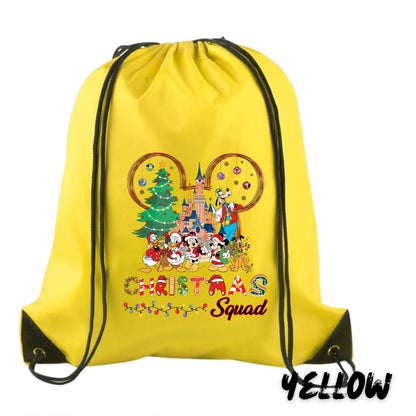 Christmas Squad Drawstring Backpack – Magic Christmas Bag for Kids – Holiday Gift Bag – Custom Family Trip Bag – Santa Mickey Bag