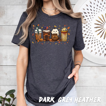 Cute Halloween Drinks Shirt – Spooky Fall Coffee & Treats Tee – Cozy Halloween Shirt - Halloween Coffee Shirt - Coffee Lover Gift