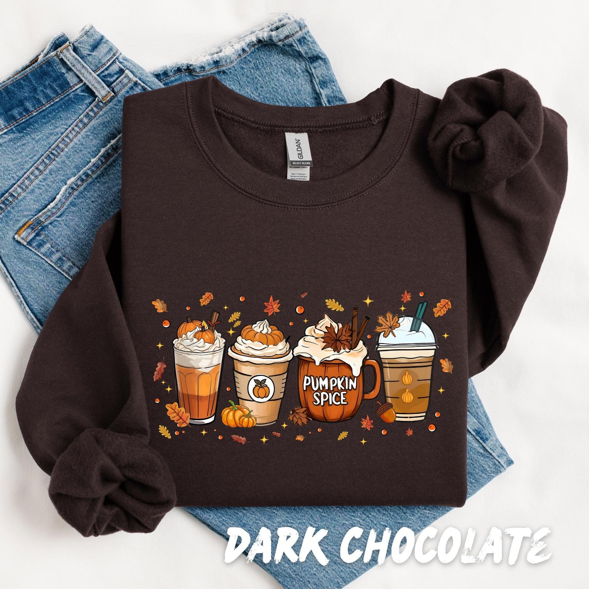 Pumpkin Spice Coffee Sweatshirt – Fall Coffee Lover Shirt – Unisex Autumn Pullover for Adults & Kids – Cute Latte Lover Sweater – Fall Shirt