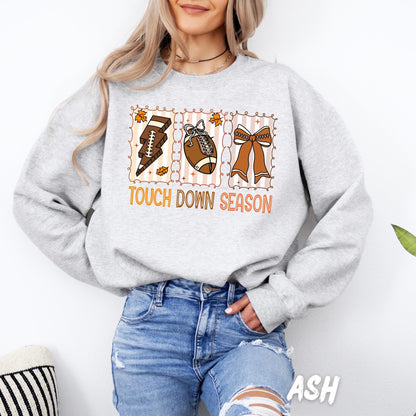 Touch Down Season Sweatshirt | Cute Fall Football Shirt for Women | Game Day Crewneck | Autumn Sports Pullover | Cheer Mom Gameday Outfit