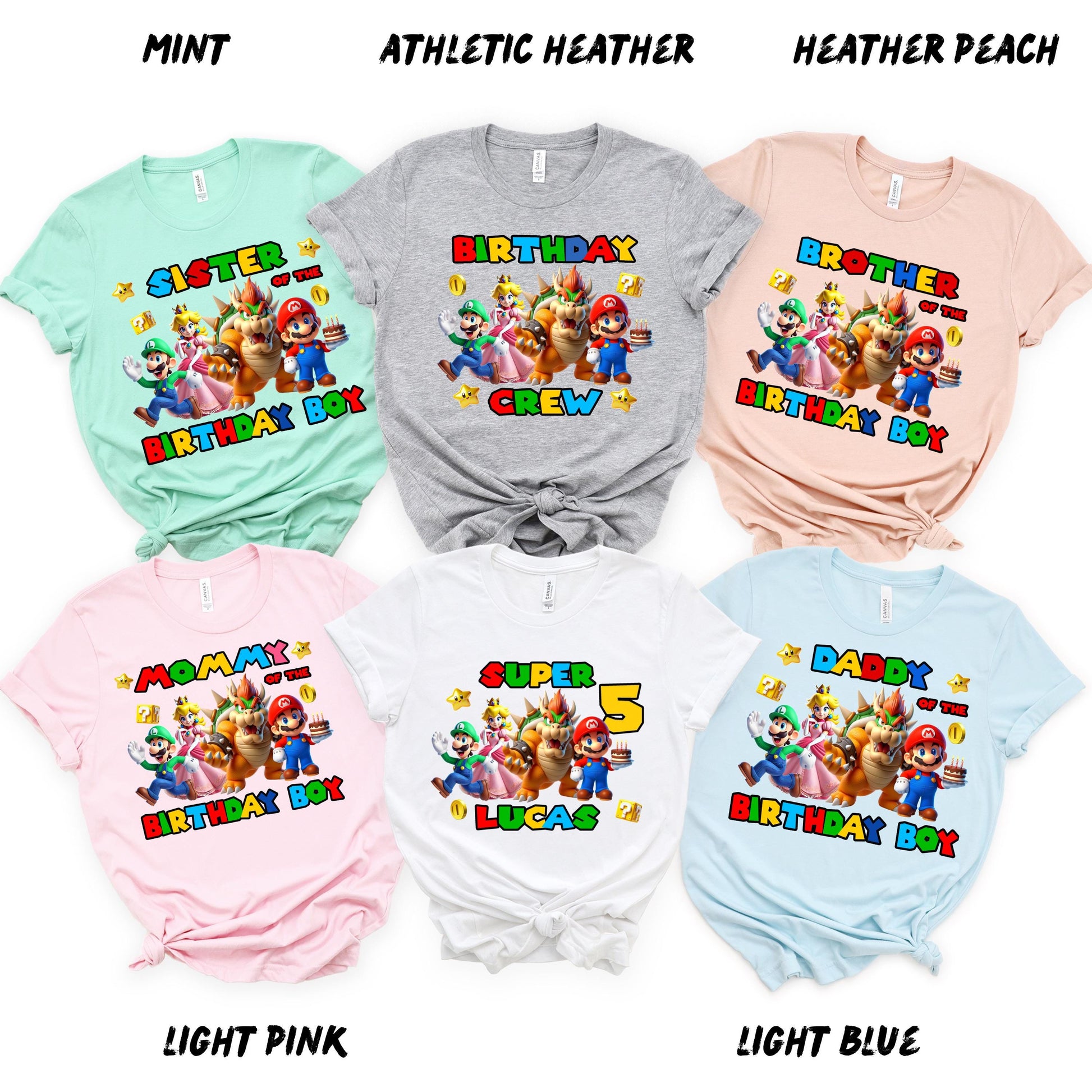 Personalized Super Mario Birthday Shirt – Custom Super Mario Birthday Party – Super Mario Family Matching Shirts – Super Mario Gifts