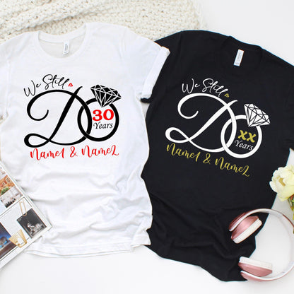 Personalized anniversary shirt design with “We Still Do” and diamond ring graphic.
Custom couple t-shirt with names and years for wedding anniversary celebration.
We Still Do anniversary tee with diamond design, personalized with names.
Custom wedding anniversary shirt, add couple names and milestone years.
Anniversary celebration shirt, customizable names and years, elegant diamond design.
Custom matching anniversary t-shirts with “We Still Do” and milestone year.