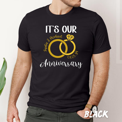 Custom Anniversary Shirt – Personalized Couples T-Shirt – Wedding Anniversary Gift – Matching Anniversary Tees – Custom Names & Date