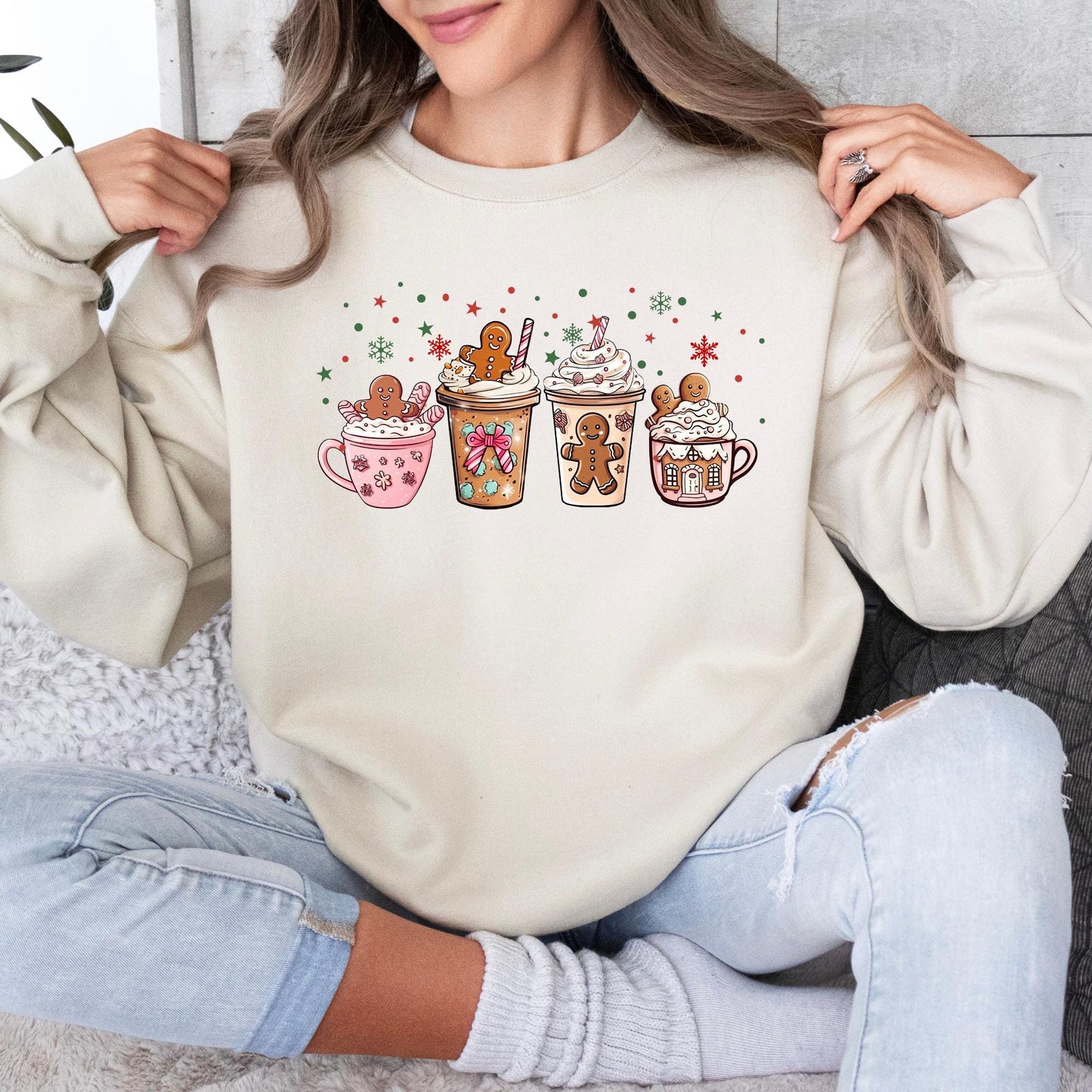 Christmas Sweatshirt or T-Shirt Unisex – Cute Snowman, Gingerbread & Santa Cocoa Designs – Cozy Holiday Gift for Winter