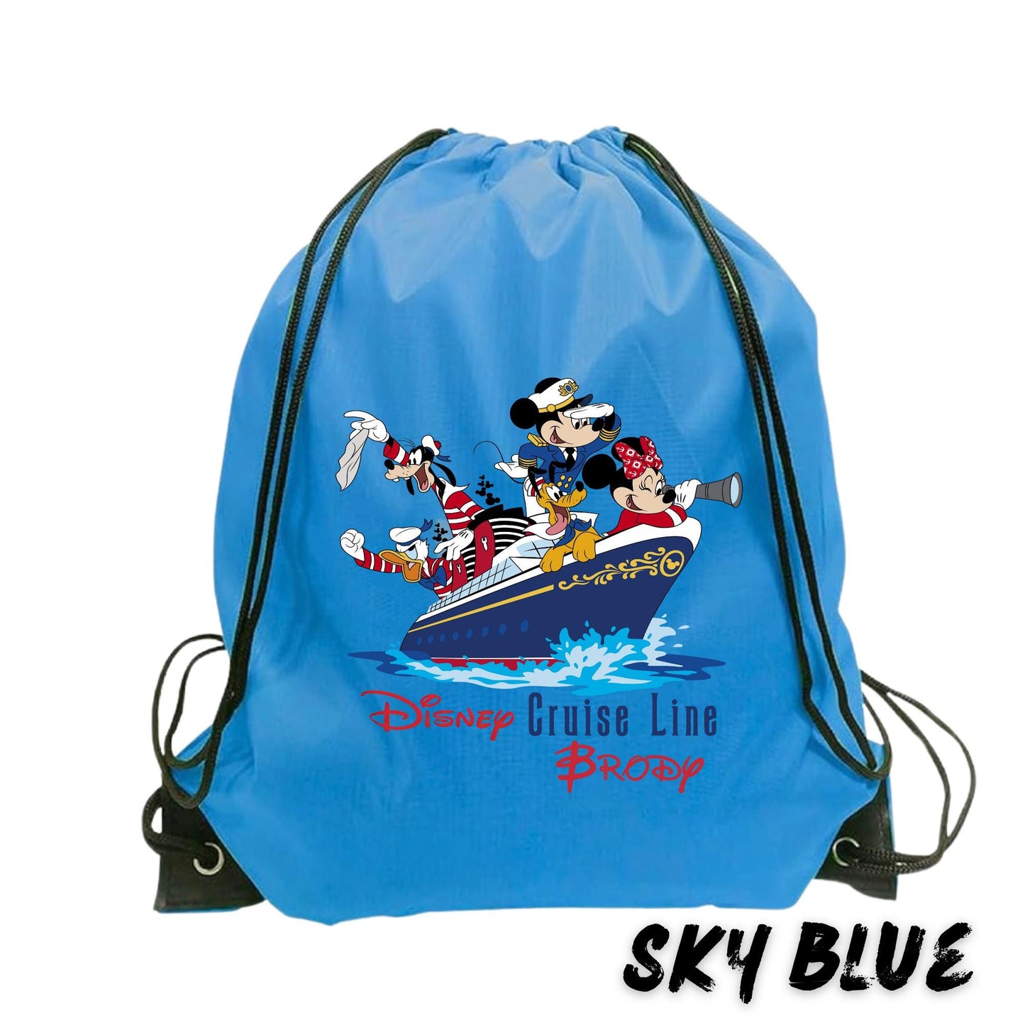 Personalized Disney Cruise Backpack - 16.5" x 13.3" Polyester Drawstring Bag - Custom Cruise Bag for Kids