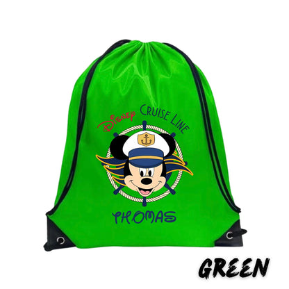 Personalized Disney Cruise Backpack - 16.5" x 13.3" Polyester Drawstring Bag - Custom Cruise Bag for Kids