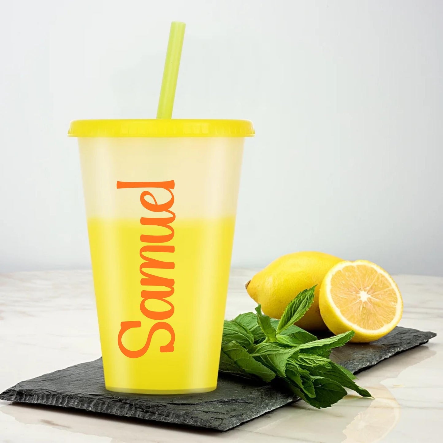 Color Changing Cups with Lids and Straws 16oz – Reusable Kids Plastic Cups – Custom Party Tumblers, Fun Summer Drinkware - BPA Free