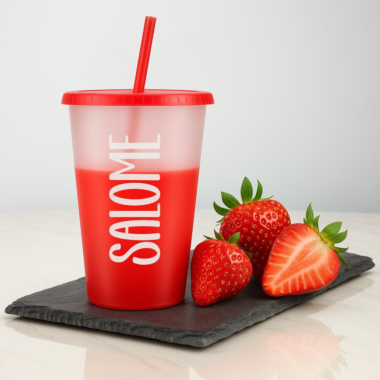 Color Changing Cups with Lids and Straws 16oz – Reusable Kids Plastic Cups – Custom Party Tumblers, Fun Summer Drinkware - BPA Free