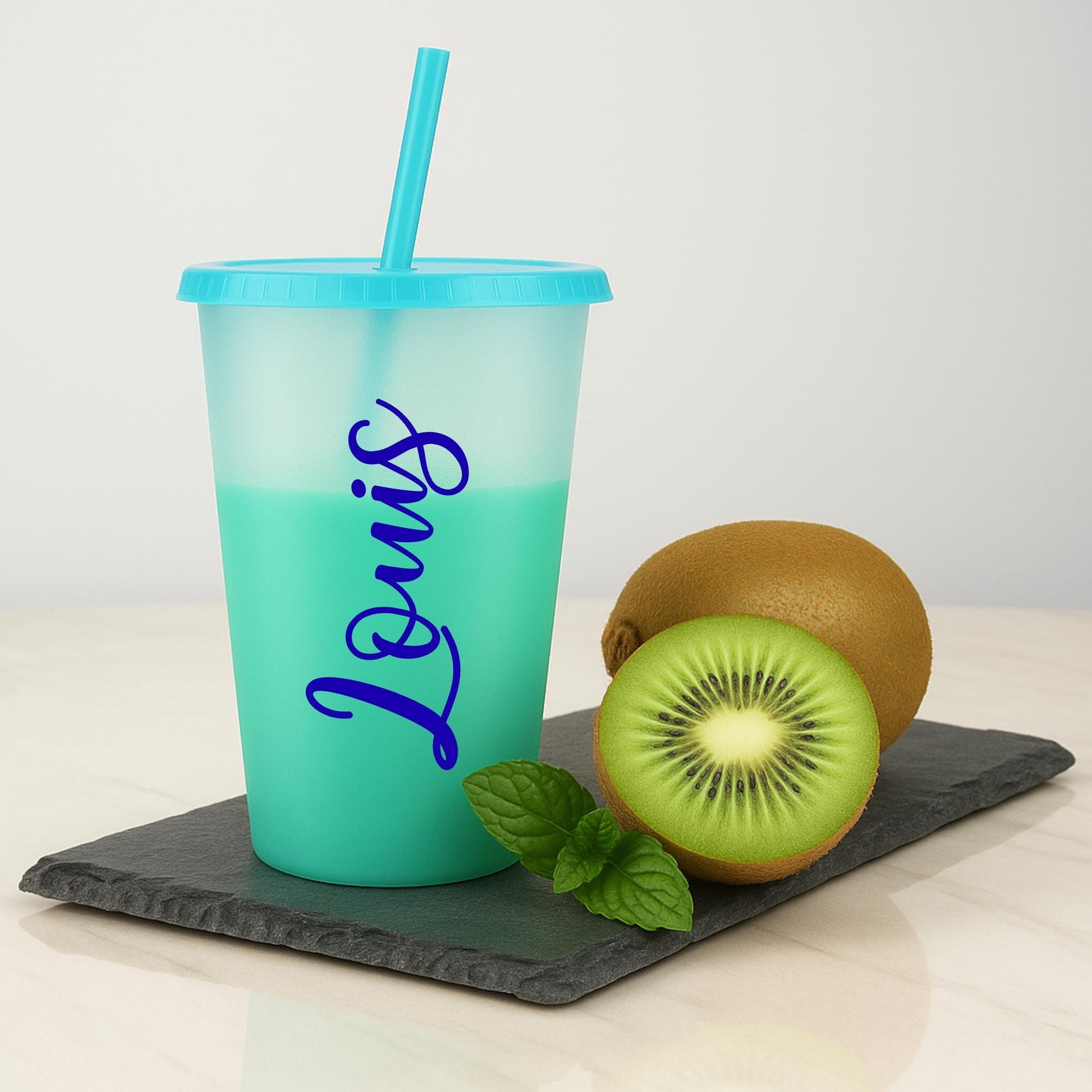 Color Changing Cups with Lids and Straws 16oz – Reusable Kids Plastic Cups – Custom Party Tumblers, Fun Summer Drinkware - BPA Free