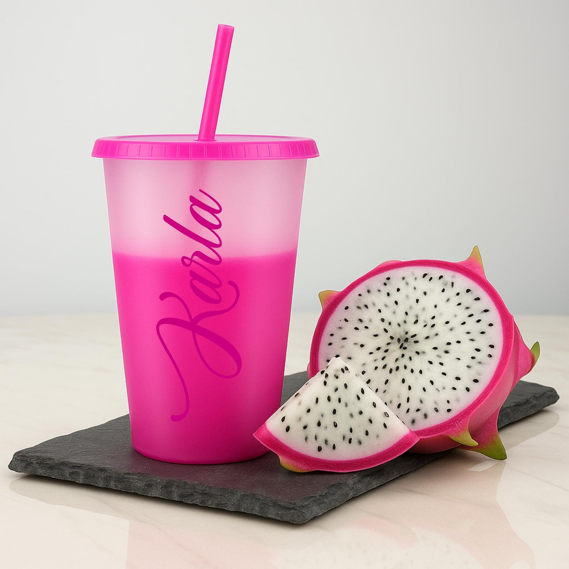 Color Changing Cups with Lids and Straws 16oz – Reusable Kids Plastic Cups – Custom Party Tumblers, Fun Summer Drinkware - BPA Free