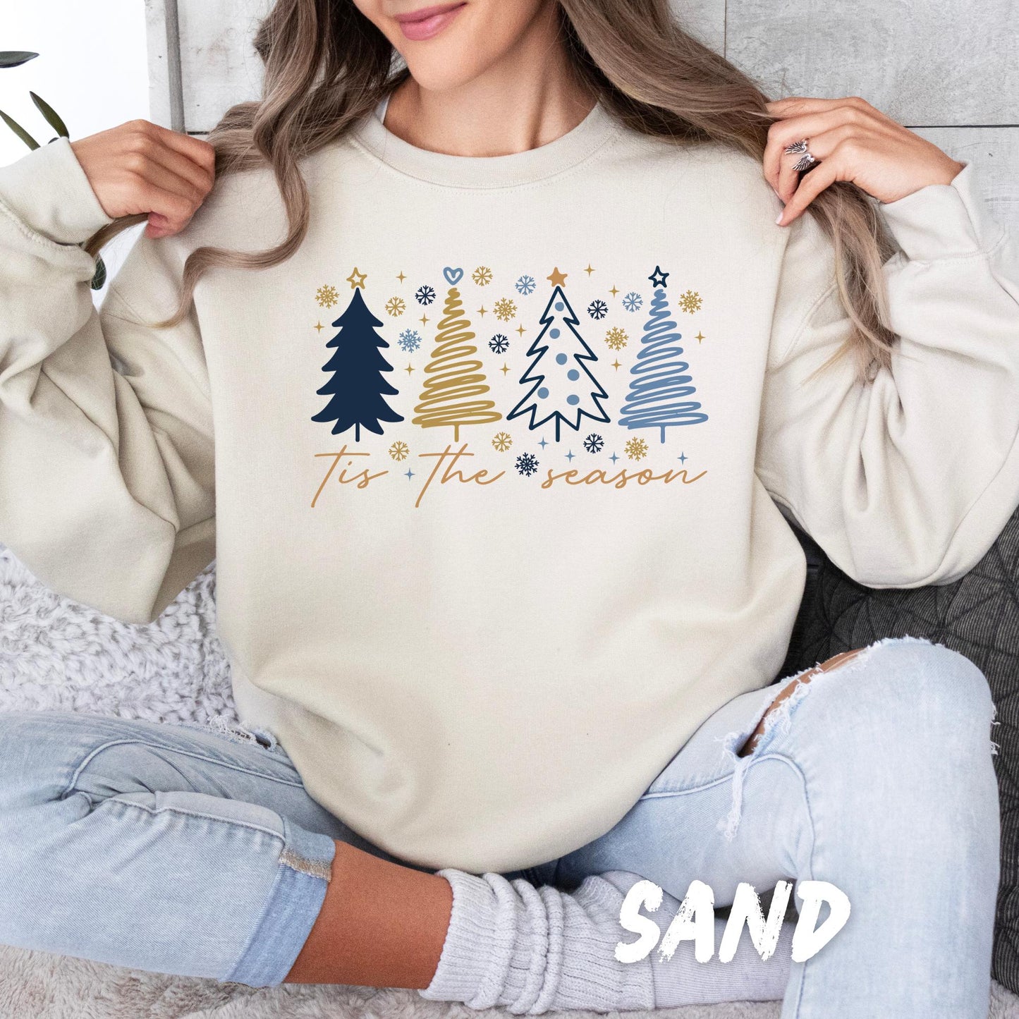 Tis The Season Christmas Sweatshirt | Cozy Holiday Crewneck | Minimalist Christmas Tree Sweater | Winter Outfit | Christmas Gift