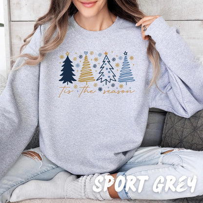 Tis The Season Christmas Sweatshirt | Cozy Holiday Crewneck | Minimalist Christmas Tree Sweater | Winter Outfit | Christmas Gift