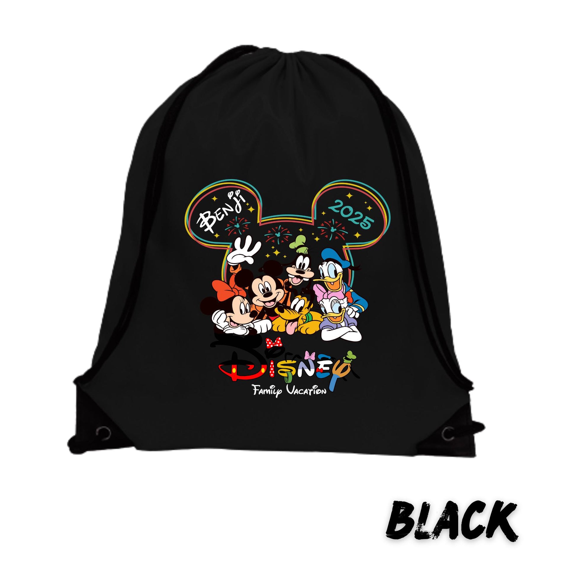 Personalized Disney Trip Backpack – Custom Disney Drawstring Backpack | Family Vacation Bag | Mickey Ears Backpack | Disney Travel Gift
