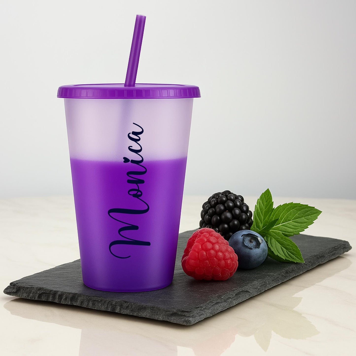 Color Changing Cups with Lids and Straws 16oz – Reusable Kids Plastic Cups – Custom Party Tumblers, Fun Summer Drinkware - BPA Free