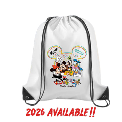 Personalized Disney Trip Backpack – Custom Disney Drawstring Backpack | Family Vacation Bag | Mickey Ears Backpack | Disney Travel Gift