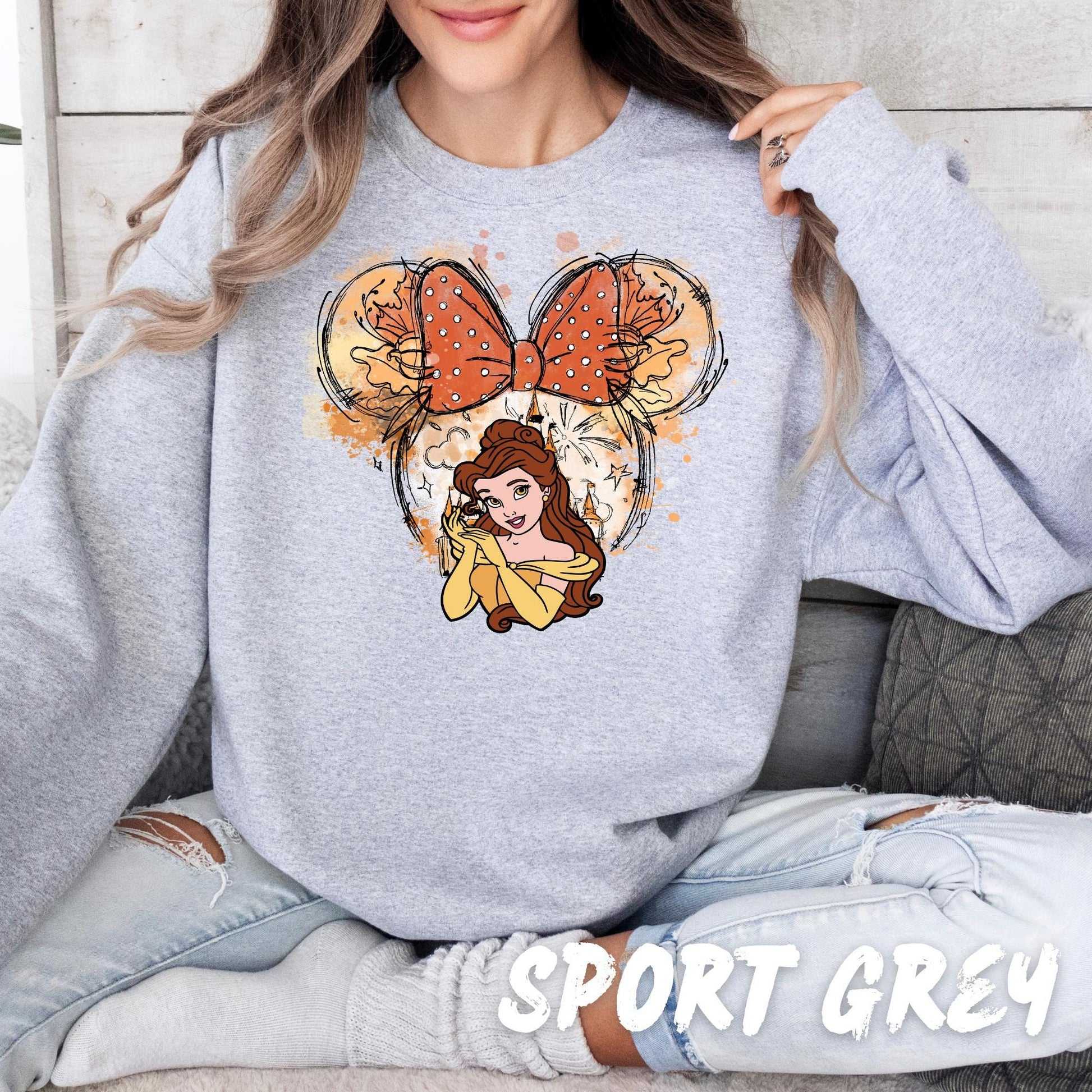Princess Belle Sweatshirt, Princess Crewneck - Disney Castle Shirt, Minnie Ears Tee Sweater