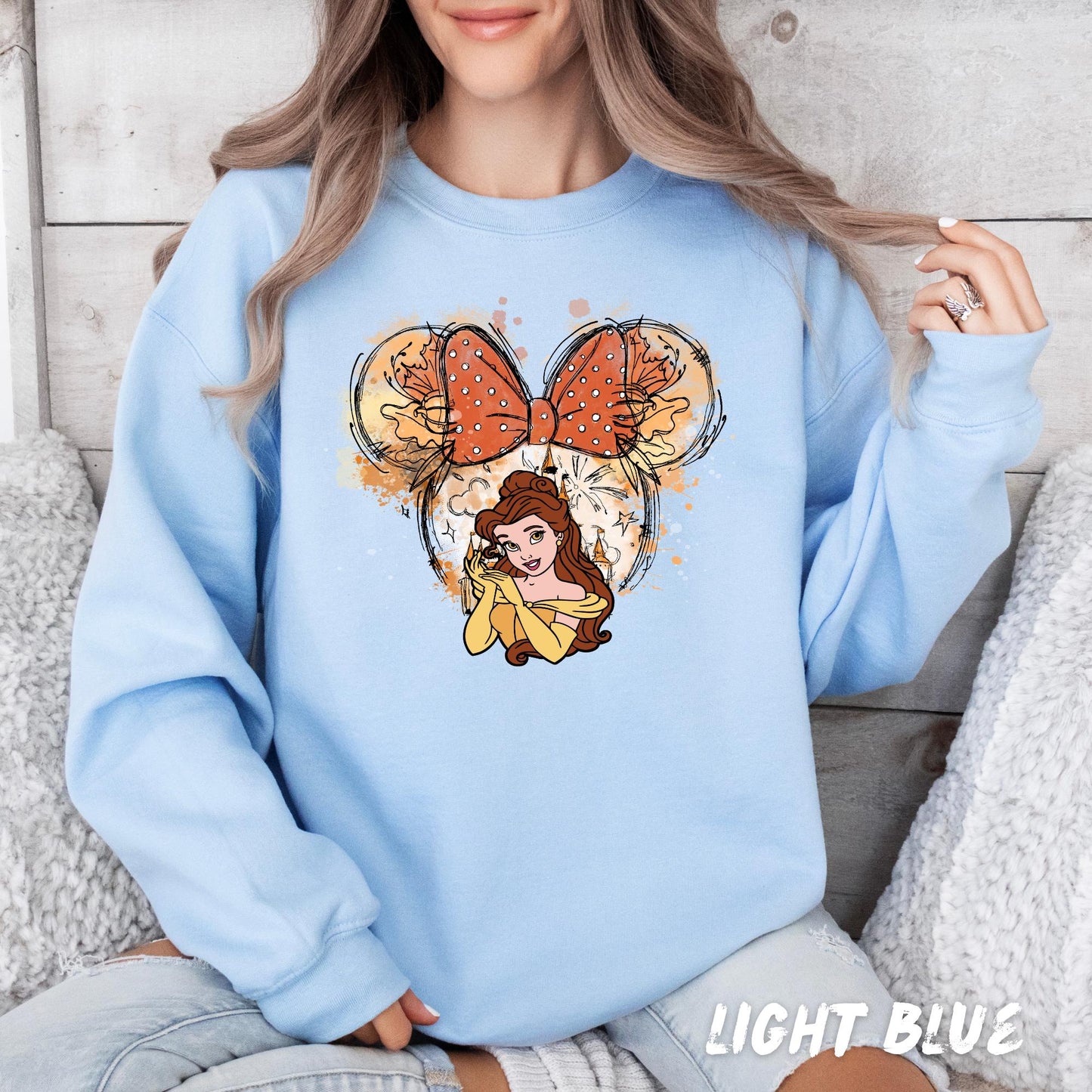 Princess Belle Sweatshirt, Princess Crewneck - Disney Castle Shirt, Minnie Ears Tee Sweater