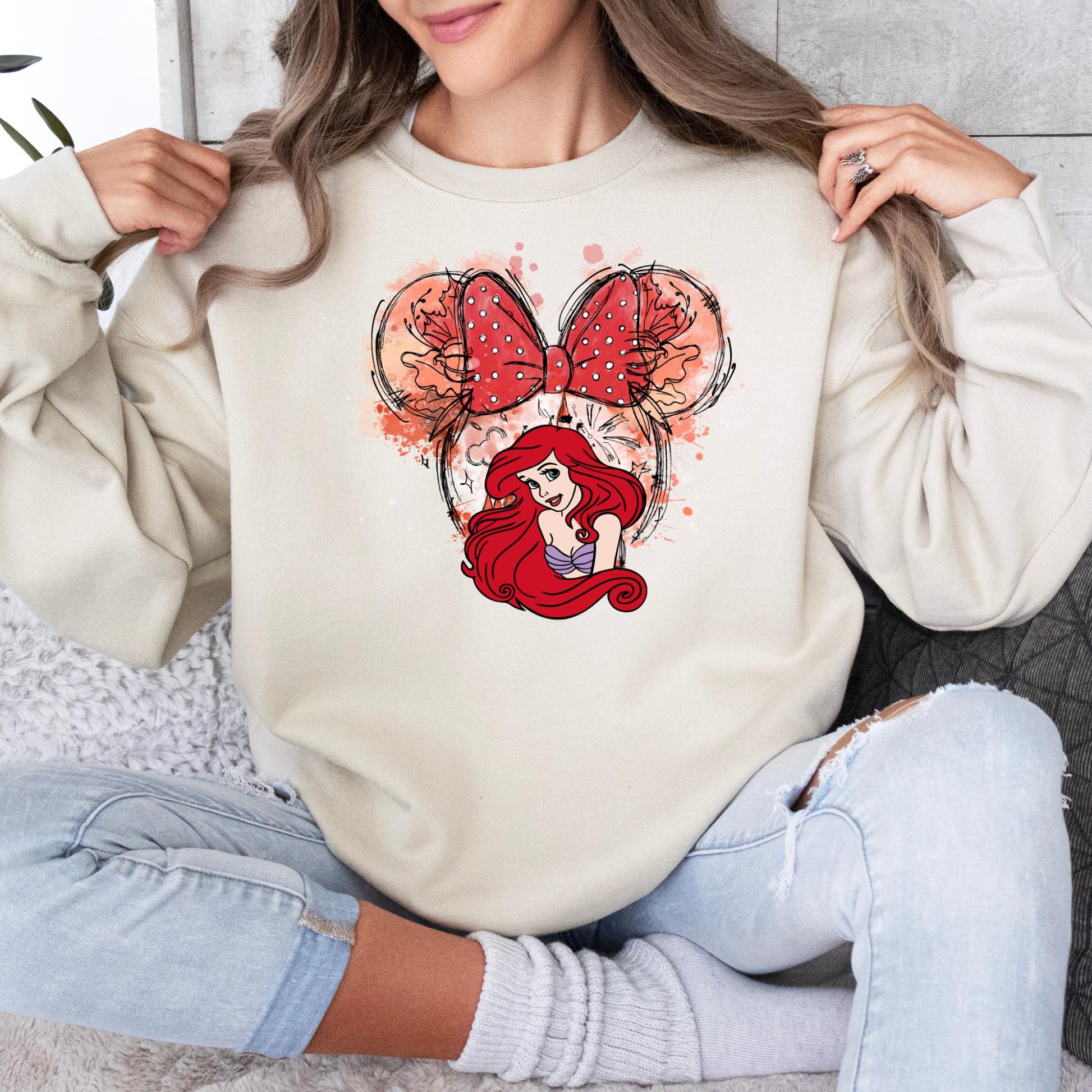 Princess Ariel Sweatshirt, Little Mermaid Crewneck - Disney Castle Shirt, Minnie Ears Tee Sweater