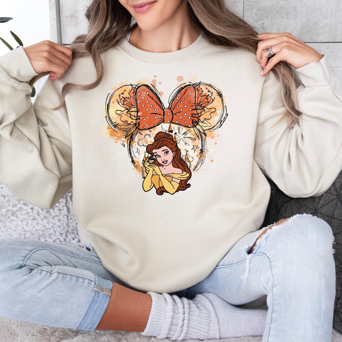 Princess Belle Sweatshirt, Princess Crewneck - Disney Castle Shirt, Minnie Ears Tee Sweater
