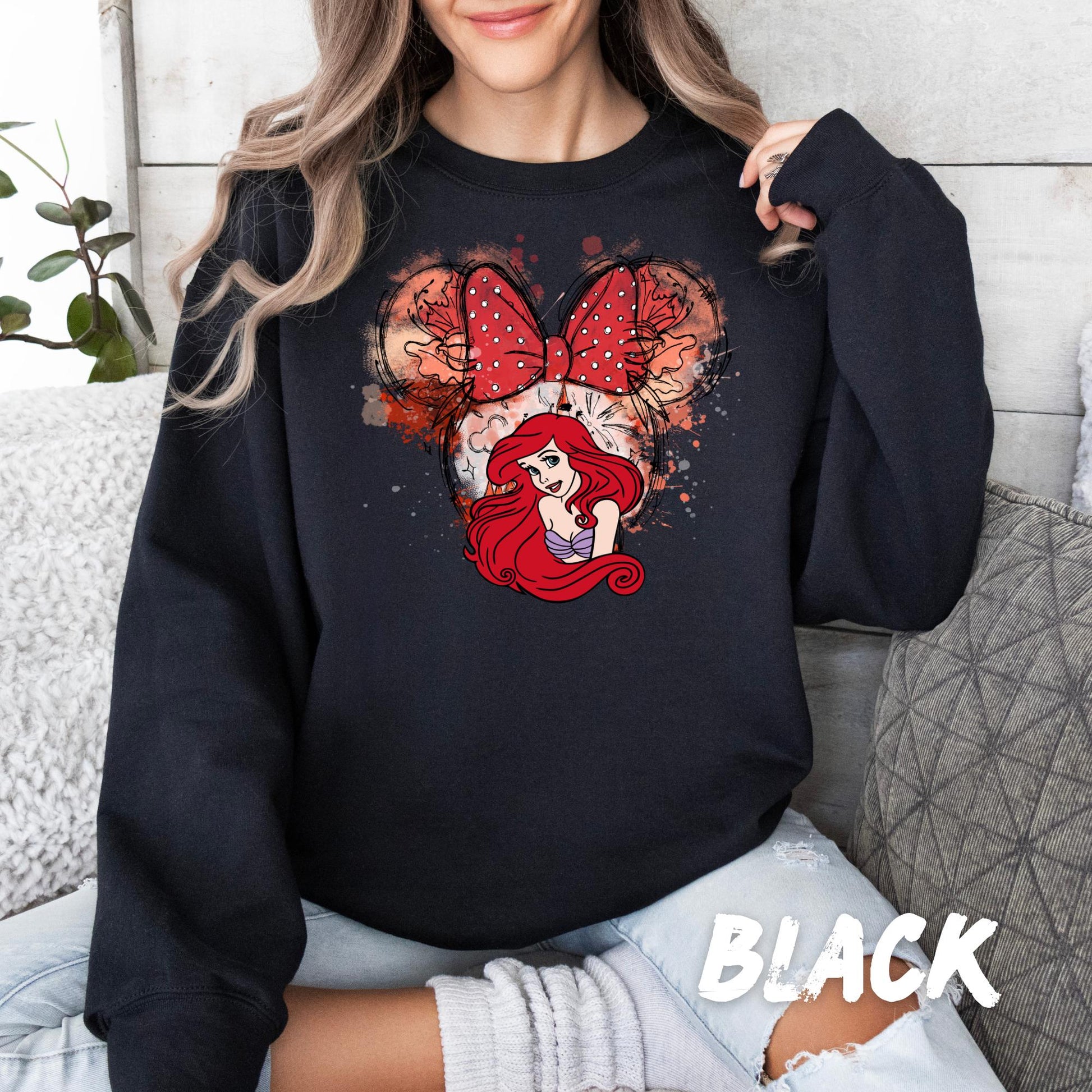 Princess Ariel Sweatshirt, Little Mermaid Crewneck - Disney Castle Shirt, Minnie Ears Tee Sweater