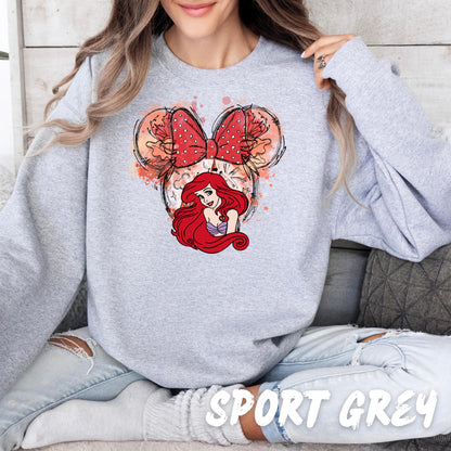 Princess Ariel Sweatshirt, Little Mermaid Crewneck - Disney Castle Shirt, Minnie Ears Tee Sweater