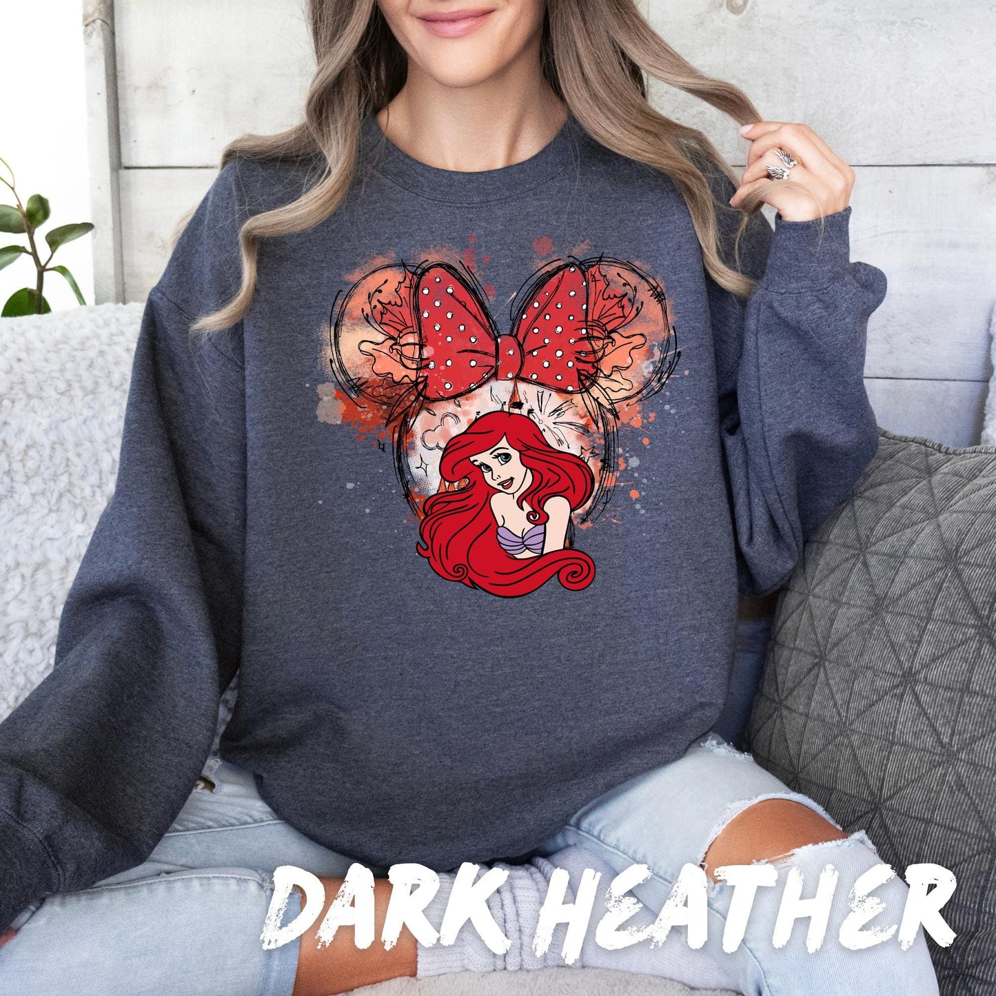 Princess Ariel Sweatshirt, Little Mermaid Crewneck - Disney Castle Shirt, Minnie Ears Tee Sweater