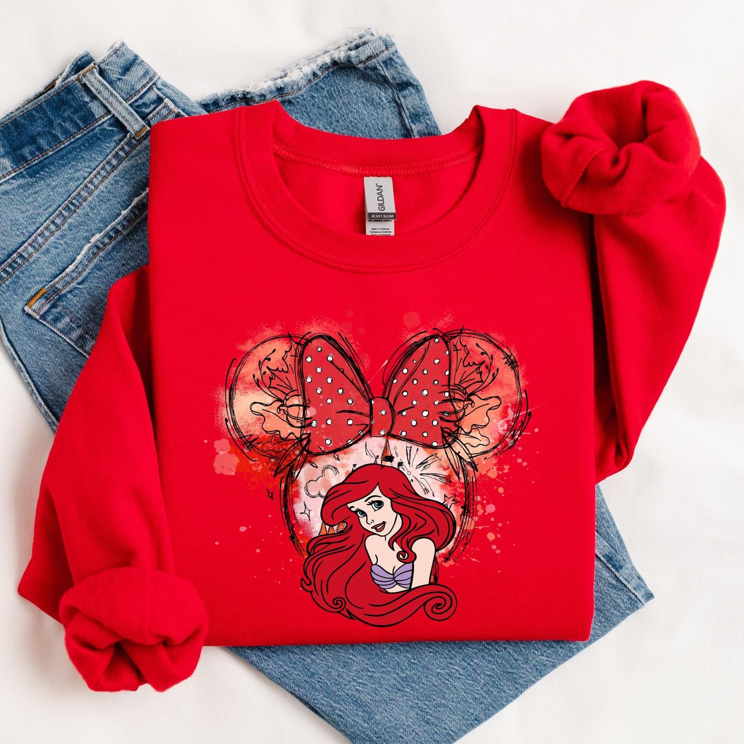 Princess Ariel Sweatshirt, Little Mermaid Crewneck - Disney Castle Shirt, Minnie Ears Tee Sweater