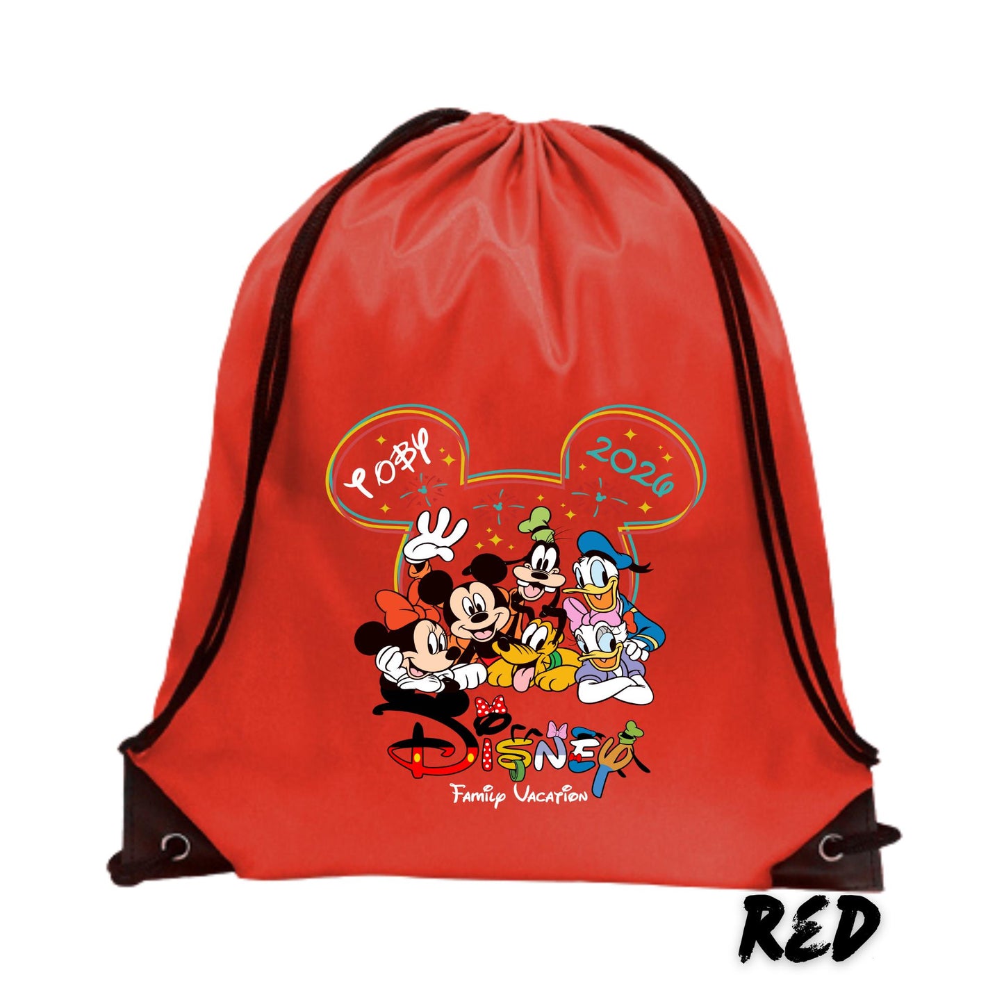 Personalized Disney Trip Backpack – Custom Disney Drawstring Backpack | Family Vacation Bag | Mickey Ears Backpack | Disney Travel Gift