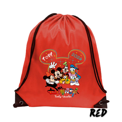 Personalized Disney Trip Backpack – Custom Disney Drawstring Backpack | Family Vacation Bag | Mickey Ears Backpack | Disney Travel Gift