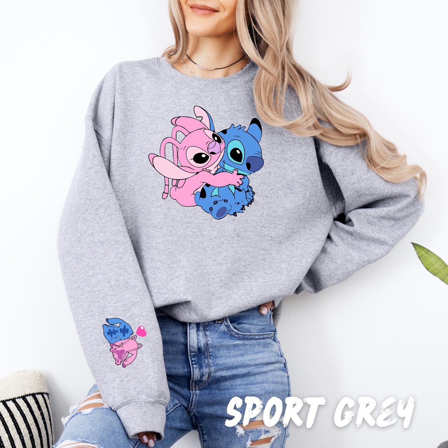 Stitch Valentines Sweatshirt - Stitch Love Couple Stich - Romantic Stitch Fan Gift