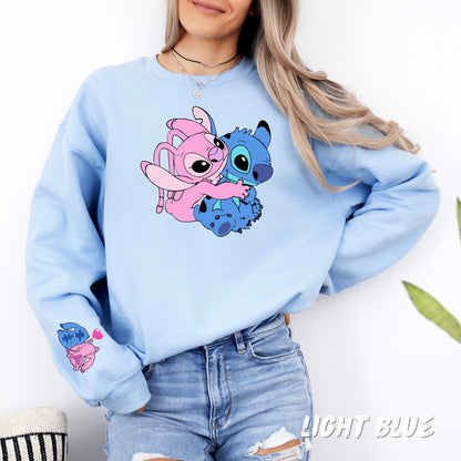 Stitch Valentines Sweatshirt - Stitch Love Couple Stich - Romantic Stitch Fan Gift