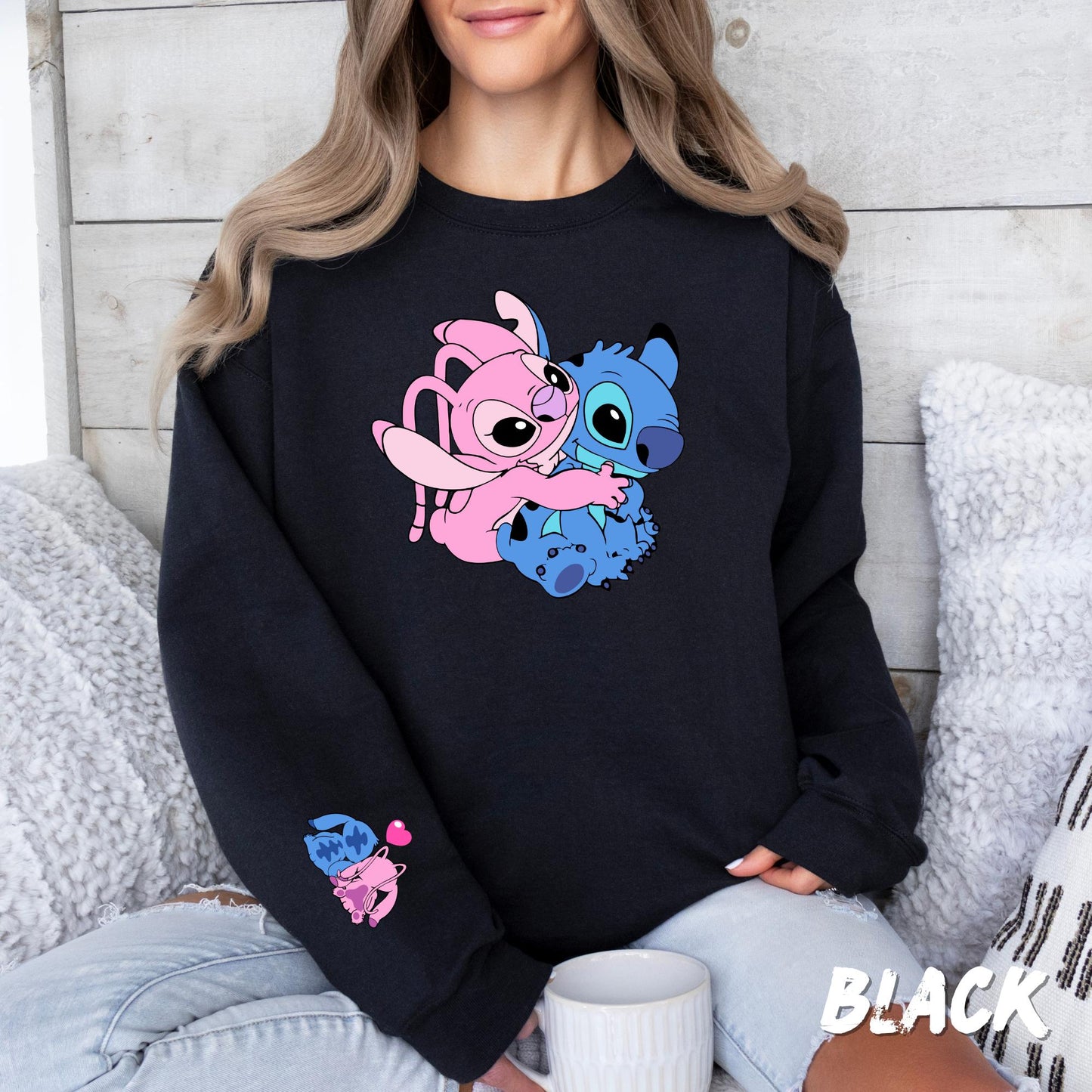 Stitch Valentines Sweatshirt - Stitch Love Couple Stich - Romantic Stitch Fan Gift