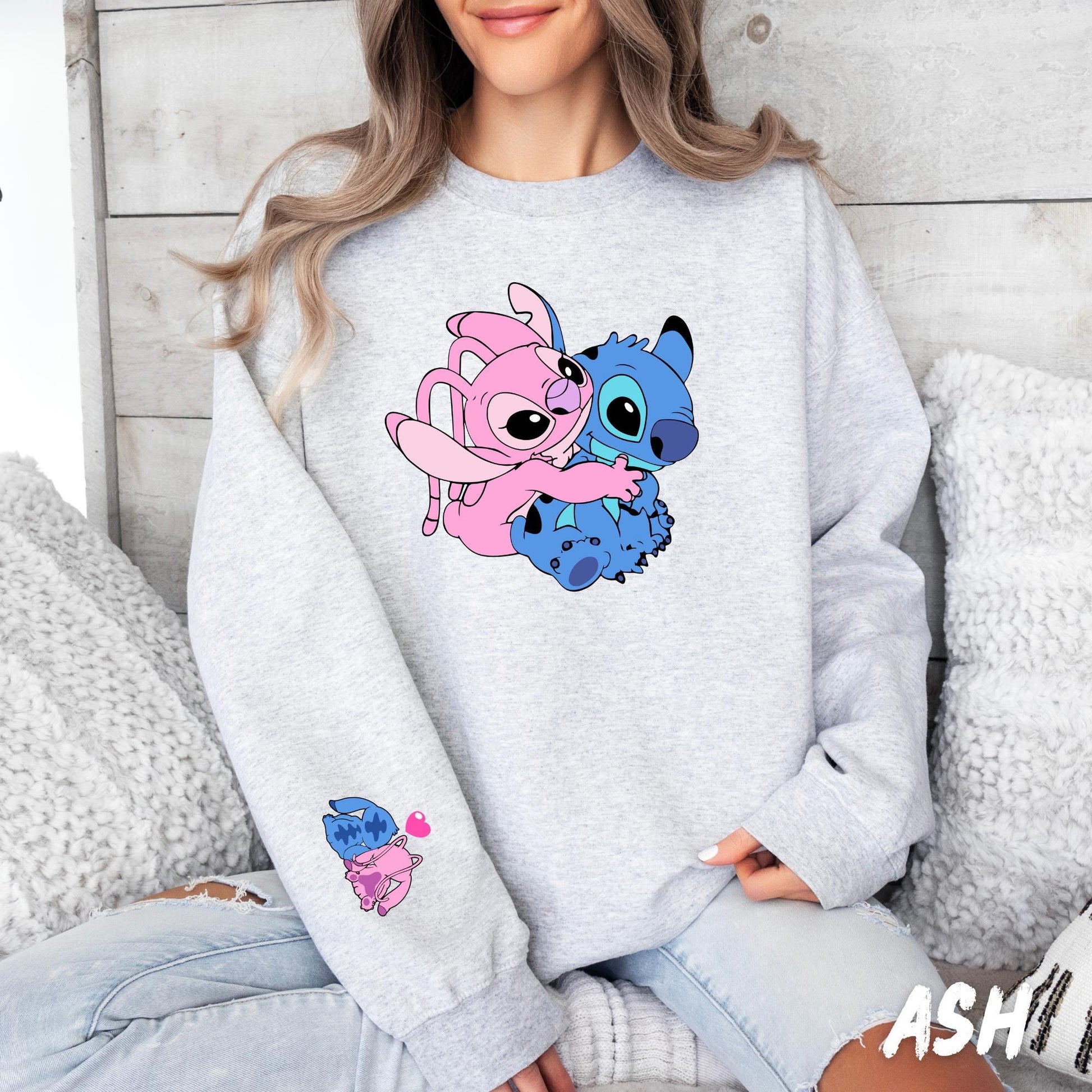 Stitch Valentines Sweatshirt - Stitch Love Couple Stich - Romantic Stitch Fan Gift